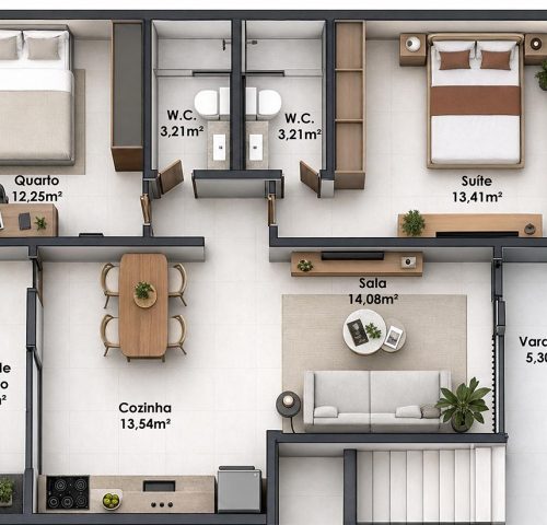 Namaste Residence Planta 2 quartos